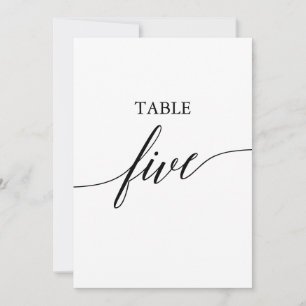 Convite Tabela Imprimível 5 x 7 preto Elegante Número 5
