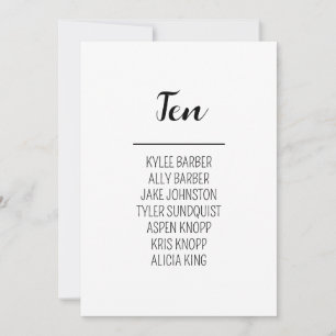 Convite Tabela Minimalista Número 10 Sentado