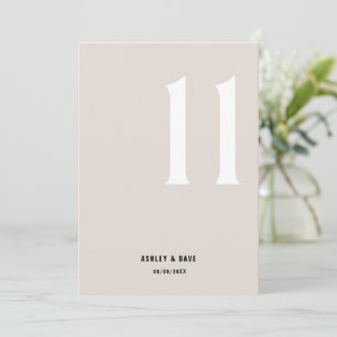 Convite Tabela Número 11 Números de Casamento de Beige Neg