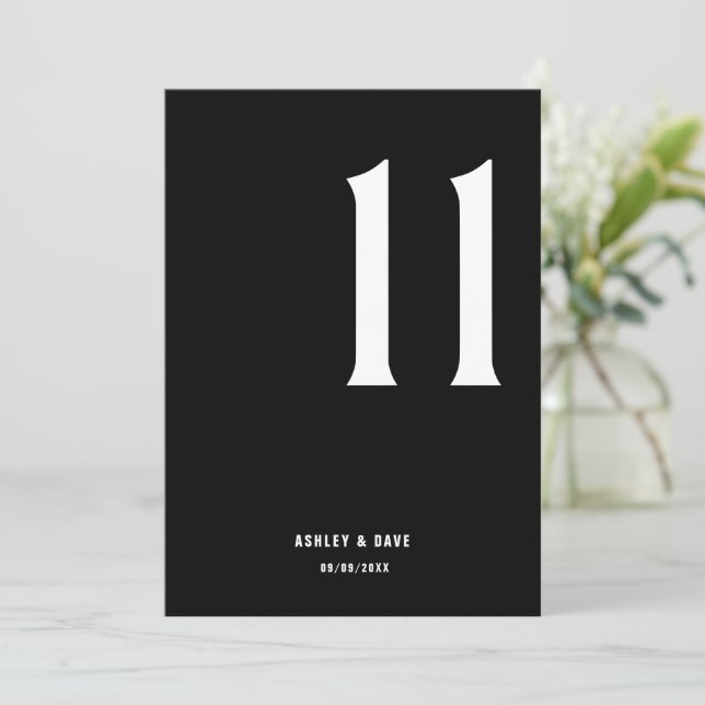 Convite Tabela Número 11 Números Negra Negros Negros (Em pé/Frente)