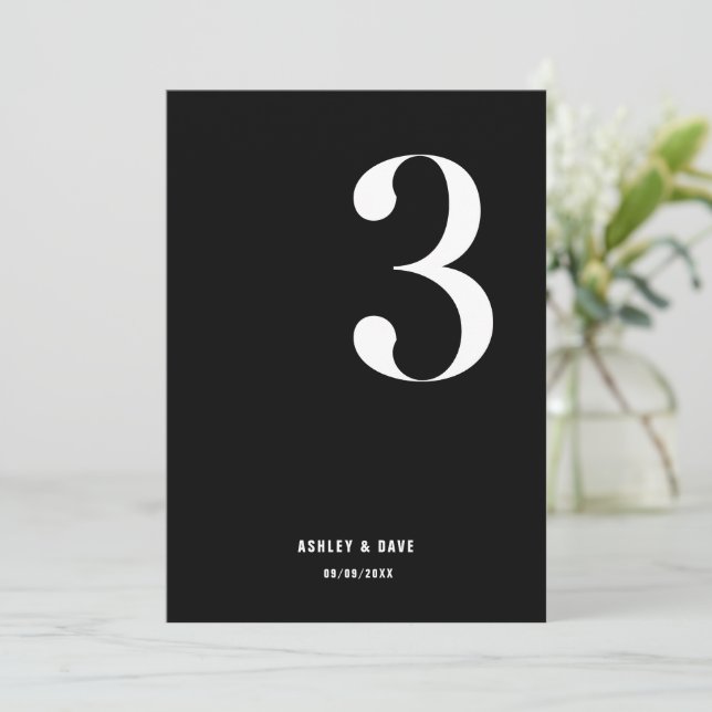 Convite Tabela Número 3 Números Negra Negra Negra Numeraçã (Em pé/Frente)