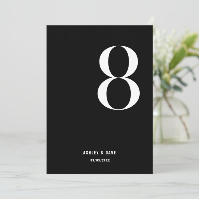 Convite Tabela Número 8 Números Negra Negra Negra Numeraçã (Em pé/Frente)