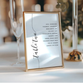 Convite Table 2 Vertical Script Wedding Seating Chart Card