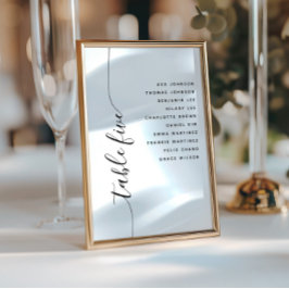 Convite Table 5 Vertical Script Wedding Seating Chart Card