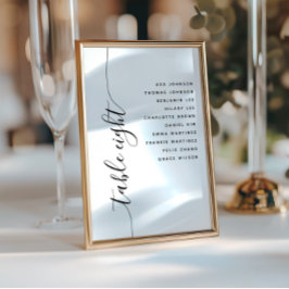 Convite Table 8 Vertical Script Wedding Seating Chart Card