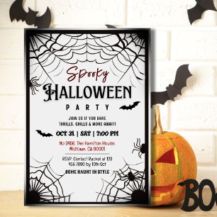 Convite Tábuas de aranha-mandioca cinza Halloween