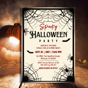 Convite Tábuas de aranha-mandioca morcegos brancos Hallowe