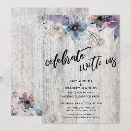 Convite Tábuas Envelhecidas Flores Luzes Celebre Conosco