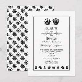 Convite Tabuleiro De Xadrez Rei E Rainha Jogo Noite Casame