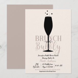 Convite Taça de champanhe preto Brunch Espumante Brunch nu