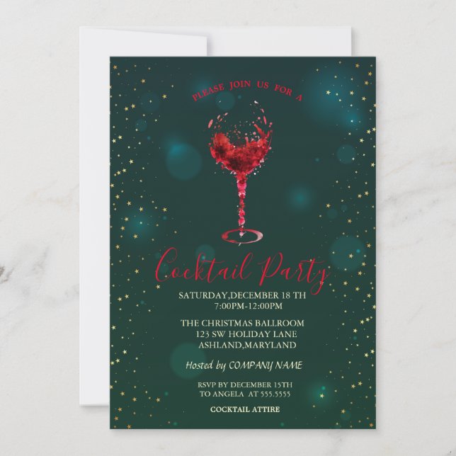 Convite Taça de Coquetel com Confetes Estrelas Festa de Na (Frente)