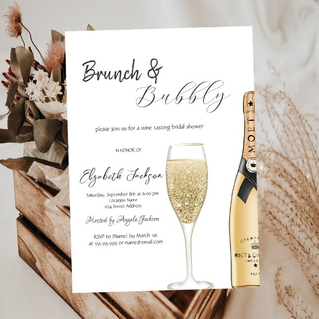 Convite Taça de Garrafa de Champanhe Moet Brunch & Bubbly (Criador carregado)