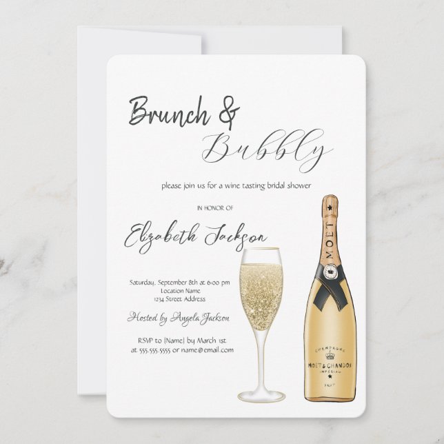 Convite Taça de Garrafa Moet Brunch & Bubbly  (Frente)