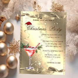 Convite Taça de Martini Brilho Dourado Natal Corporativo