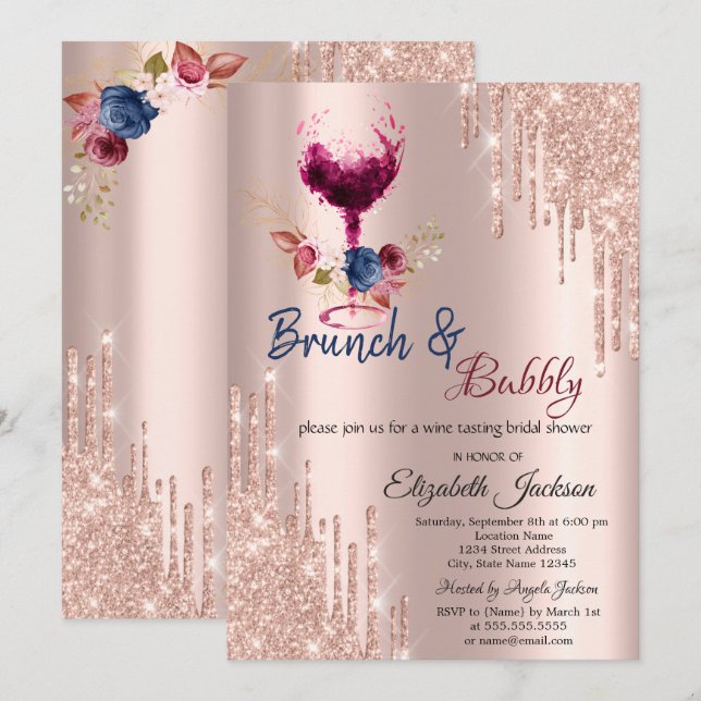 Convite Taca de Vinho, Brunch de Gotas e Brunch Espumante  (Frente/Verso)