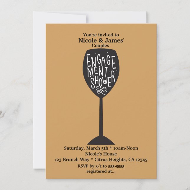 Convite Taça de Vinho CHUVA DE PRESENTES Qualquer Cor Conv (Frente)