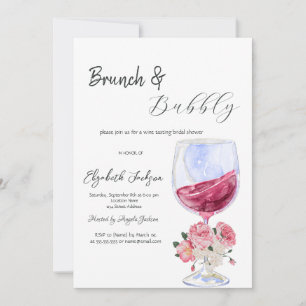 Convite Taça de Vinho Floral Brunch & Espumante