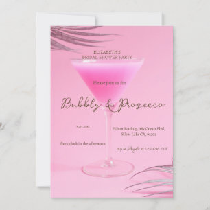 Convite Taça de Vinho Folhas de Palmeira Bridal Shower Esp