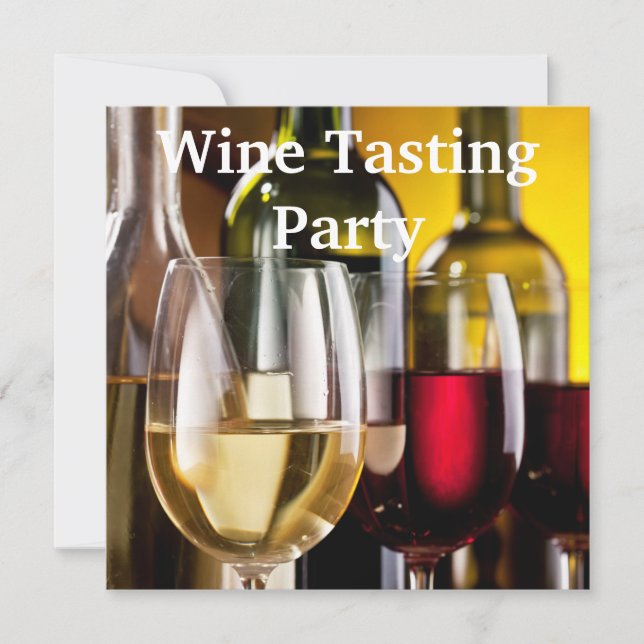Convite Taça de Vinho Garrafas Degustação de Vinho Festa (Frente)