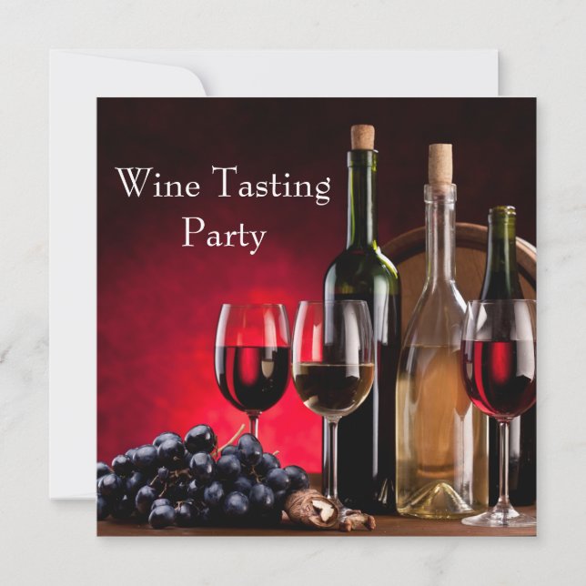 Convite Taça de Vinho Garrafas Prova de Vinho Festa (Frente)