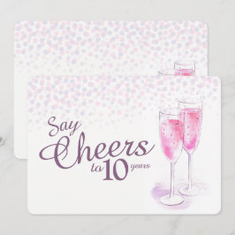 Convite Taças de champanhe aquarela aniversário