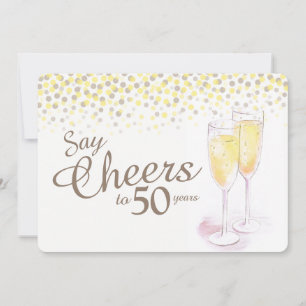 Convite Taças de champanhe Cheers 50º aniversário