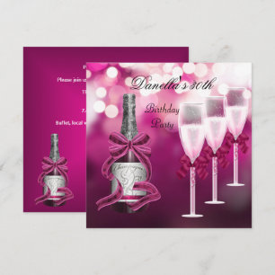 Convite Taças de Champanhe Rosa para 30º Aniversário