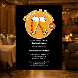 Convite Taças de Cheers & Beers Retro para Homens 60º Aniv