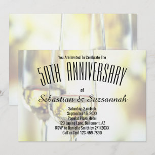 Convite Taças de Vinho Branco para Festa de Celebração Ele