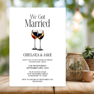 Convite Taças de Vinho Dourado Vermelho e Azul Casamento D
