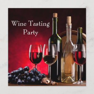 Convite Taças de Vinho Garrafas Festa de Degustação de Vin