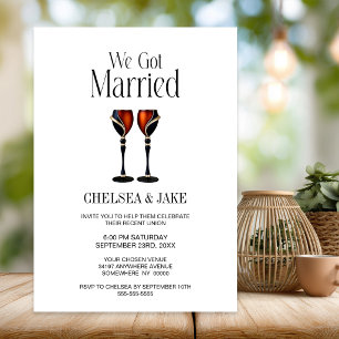 Convite Taças de Vinho Preto e Vermelho Casamento Depois d