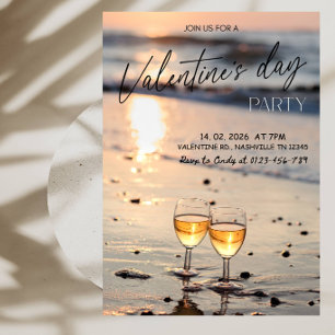 Convite Taças de Vinho Românticas Festa de São Valentim