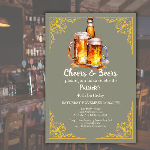 Convite Taças e Garrafas de Cerveja 40º Aniversário