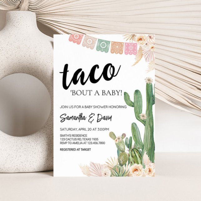 Convite Taco Bout A Baby Boho Chá de fraldas (Cactus Baby Shower Invitation)
