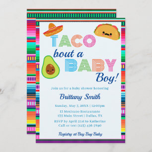 Convite Taco Bout a Baby Boy Fiesta Stripe Chá de fraldas