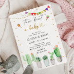 Convite Taco 'Bout A Baby Fiesta Cactus Chá de fraldas<br><div class="desc">Este convite divertido apresenta suculentos de aquarela com sotaque dourado e sinalizadores de fiesta colorida.</div>