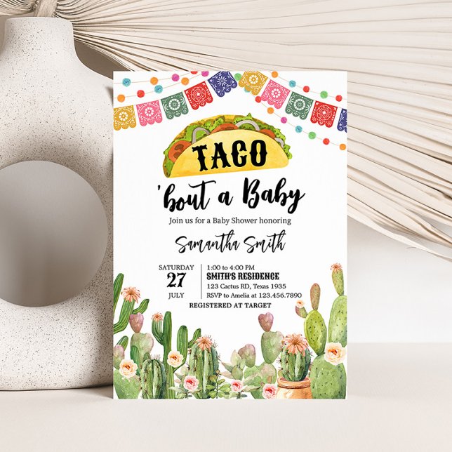 Convite Taco Bout A Baby Fiesta Chá de fraldas (Fiesta Cactus Baby Shower Invitation)