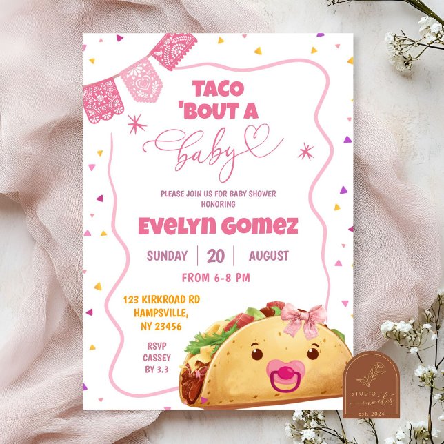 Convite Taco Bout A Baby Girl mexicana Fiesta Chá de frald (Criador carregado)