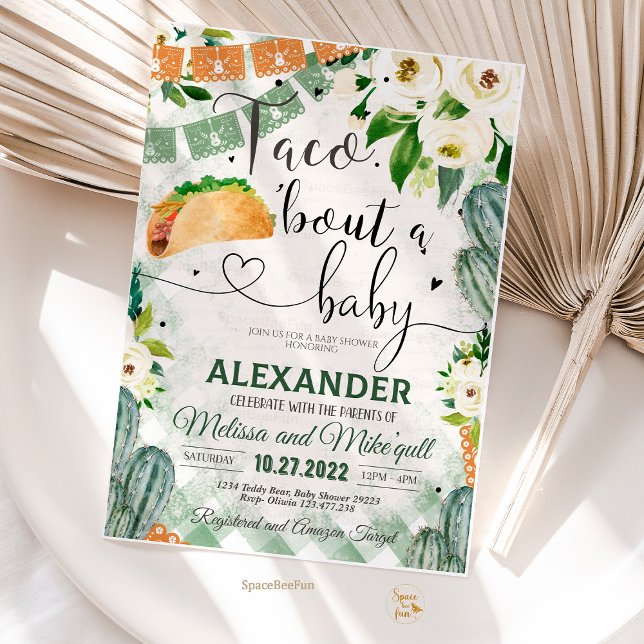 Convite Taco 'Bout A Baby Invitation Fiesta Chá de fraldas (Taco 'Bout,A Baby invite,Invitation,Editable Fiesta,Baby Shower,Cactus Cinco,de Mayo Tropical,Mexica)
