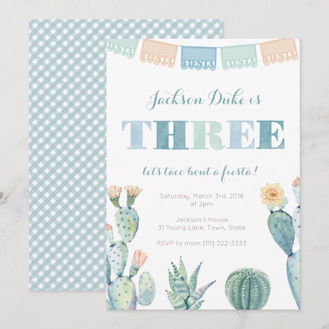 Convite Taco Bout A Festa De aniversário de 3 anos Do Fies (Frente/Verso)