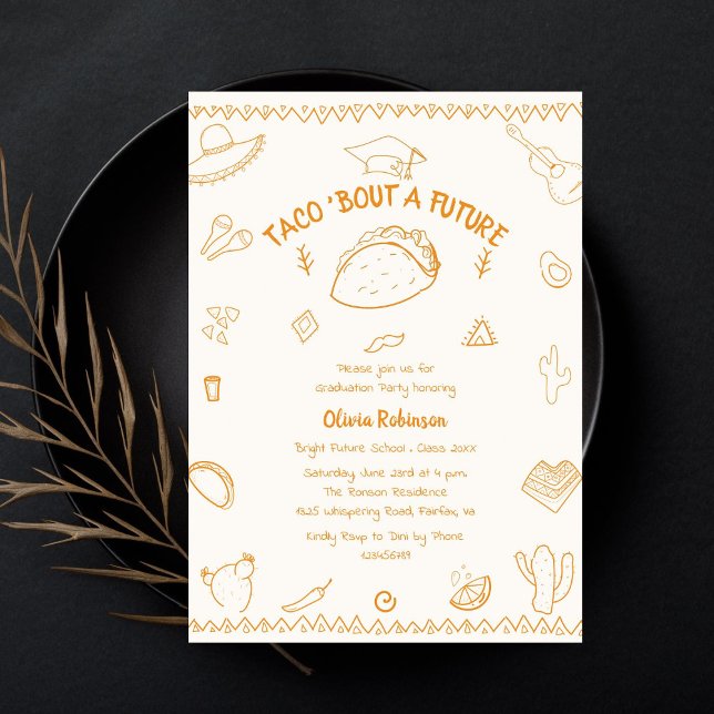 Convite Taco Bout a Future Fiesta Doodle Graduação (Criador carregado)
