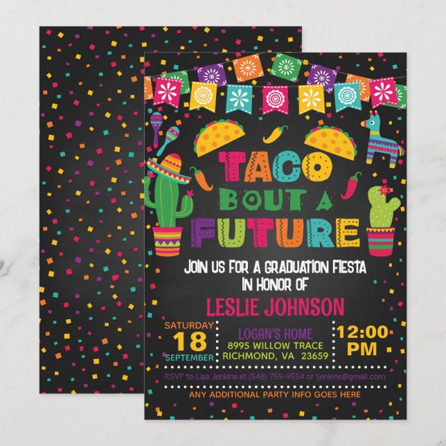 Convite Taco Bout a Future Invitation - Blk (Frente/Verso)