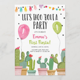 Convite Taco Bout a Party Girl Pink First Fiesta Birday