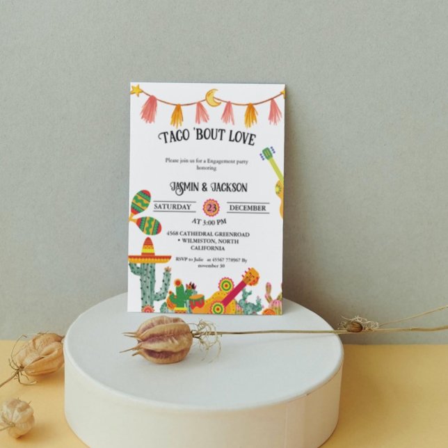 Convite Taco 'Bout Love Cactus Festa de noivado (Criador carregado)