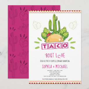 Convite Taco 'Bout Love Casais Noivado Fiesta Pink