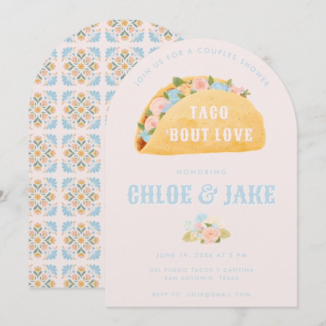 Convite Taco 'Bout Love Couple's Shower Invitation (Frente/Verso)