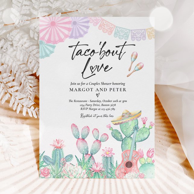 Convite Taco 'Bout Love Fiesta Casal Chá Cactus (Criador carregado)
