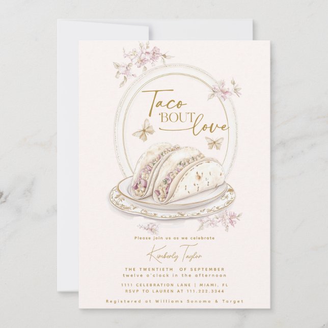 Convite Taco Bout Love Pink Chá de panela Fiesta (Frente)