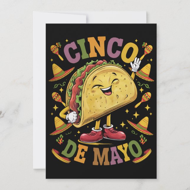 Convite Taco Dançante Divertido Festa Cinco De Mayo (Frente)